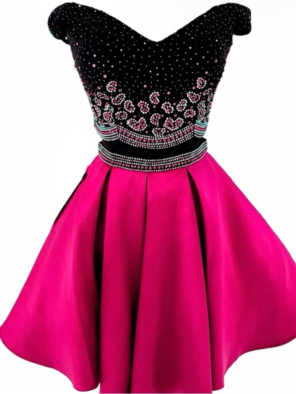 Two Piece Pink and Black Cocktail Dress
